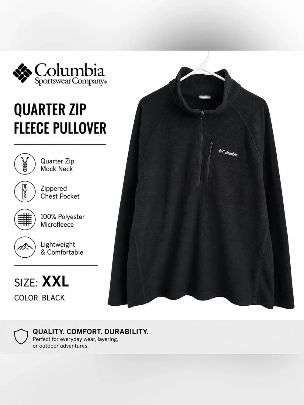 Columbia Black Quarter-Zip Fleece Pullover